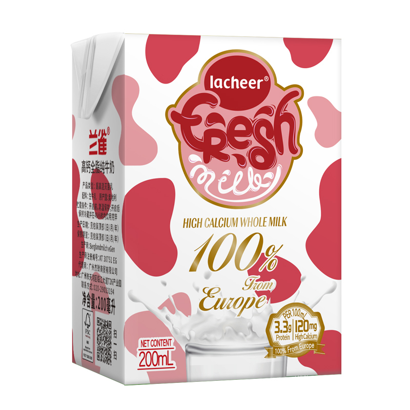 兰雀Lacheer Fresh高钙纯牛奶200mL*12礼盒装 奥地利原装进口