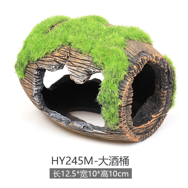 鱼缸造景装饰躲避洞穴水族箱摆设虾屋慈鲷虾窝躲藏屋空心仿真酒桶
