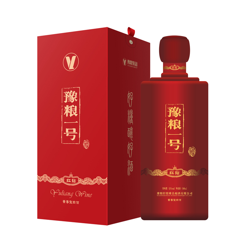 豫粮一号 红钻53度酱香型白酒 五年窖藏 500ml 单瓶 送礼婚宴用酒