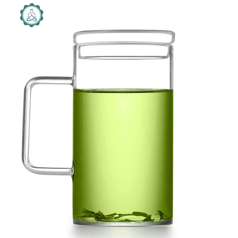 超大容量加厚玻璃杯水杯男女士耐热透明带盖家用带把泡茶杯1000ml封后