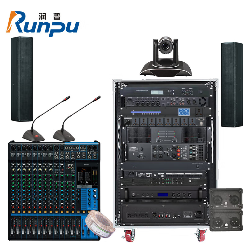 润普RP-JDYP1028F 会议音响系统解决方案(麦克风+音响+调音台+音频处理器+数字移频器+时序电源)高清大图