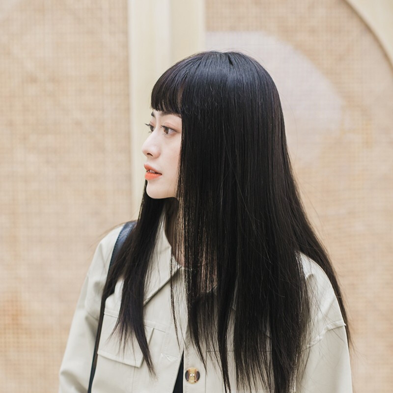 魅俏光头可用假发女真发假发套长发齐刘海长直发