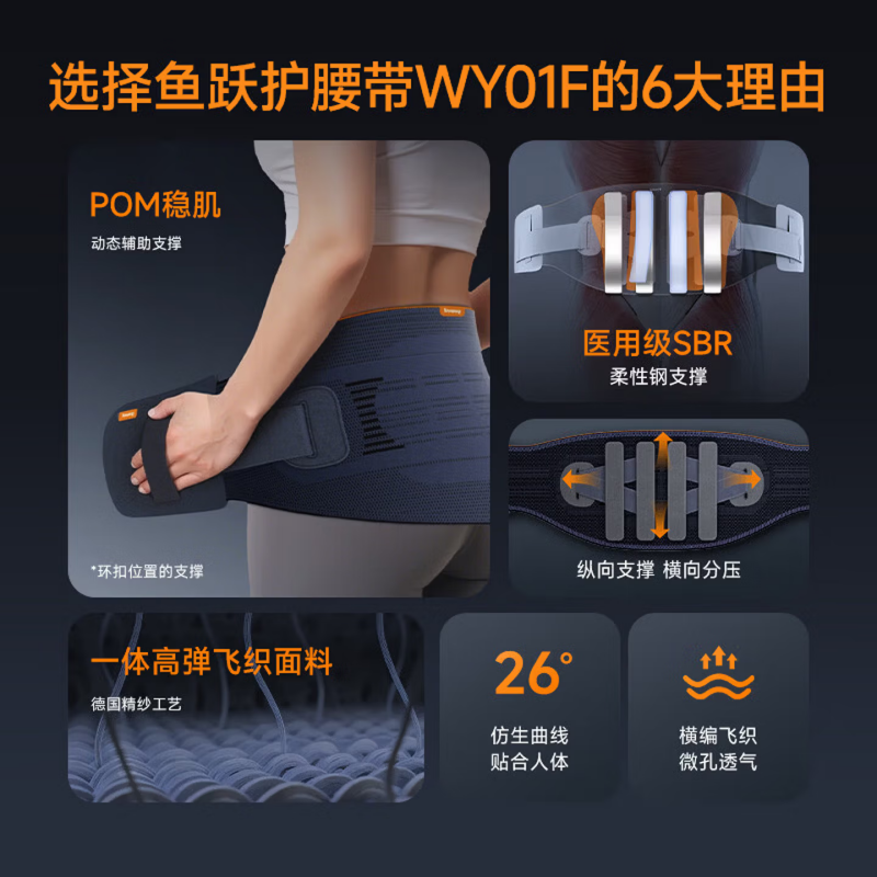 鱼跃L码 腰部支撑护腰带高清大图