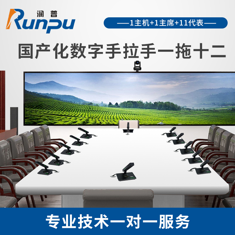 润普国产化手拉手系统 RP-YS6860(1+12)专业有线麦克风工程会议话筒桌面鹅颈麦一拖十二
