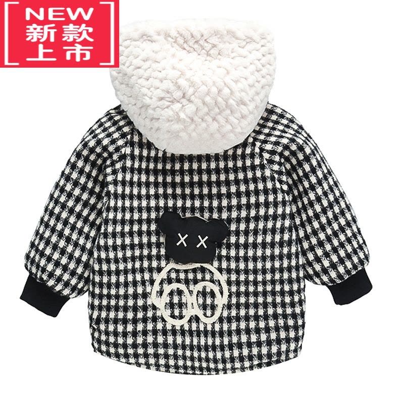 可莉允儿童外套秋冬款2022加绒加厚男童时尚格子棉衣女宝宝休闲洋气棉服图片