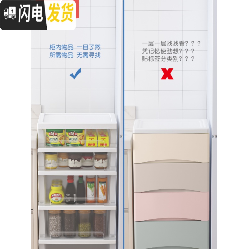 三维工匠夹缝收纳柜子塑料间隙柜卫生间浴室小置物架抽屉式厨房零食柜家用高清大图