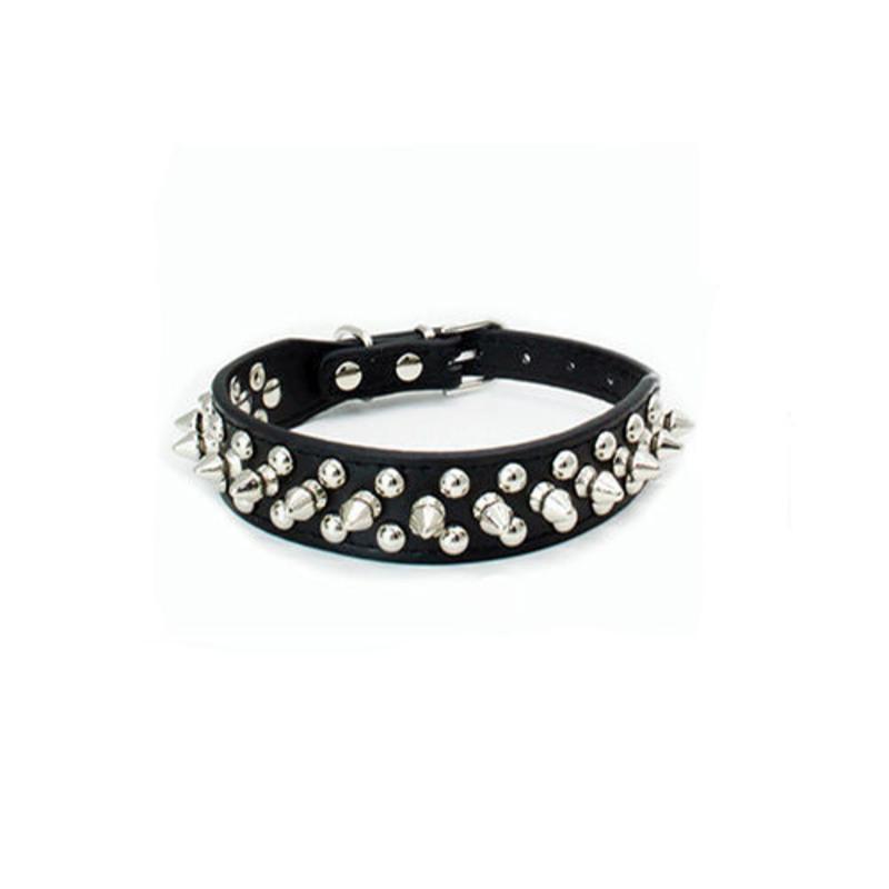 黑色铆钉 xxs 狗狗项圈小型犬法斗项圈防咬斗牛犬铆钉颈圈狗圈脖套