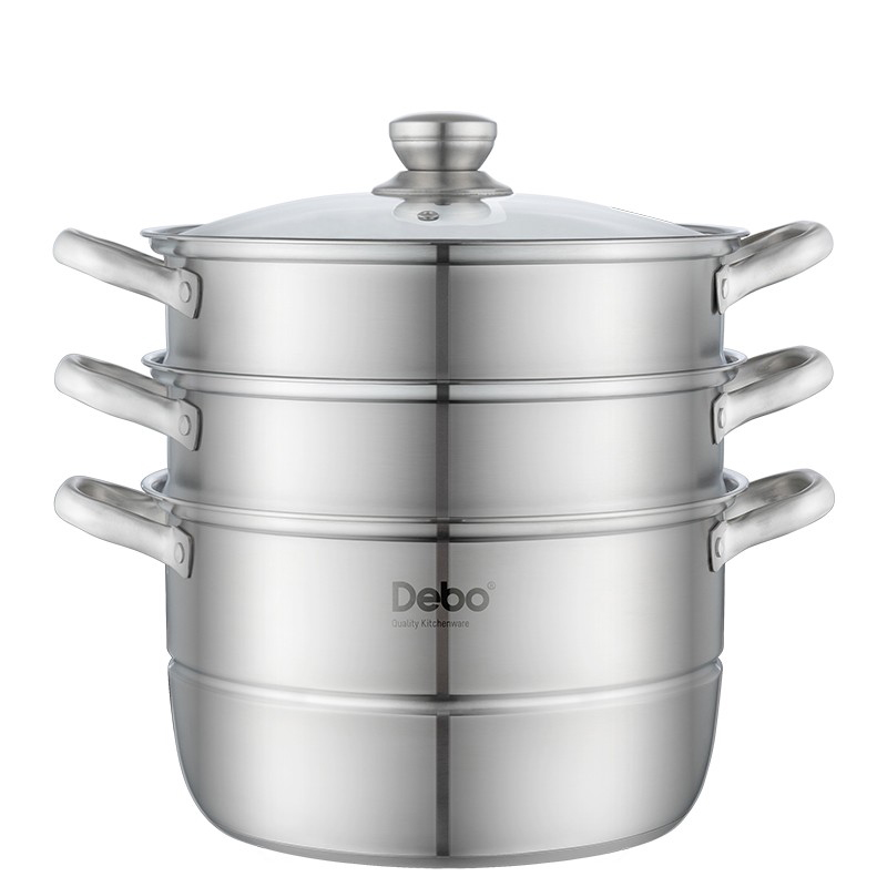 德铂蒸锅28cm沃斯堡三层蒸锅304不锈钢汤蒸两用锅DEP-775