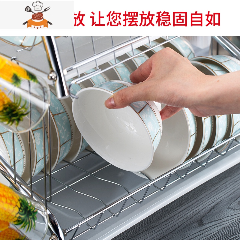 厨房置物架碗架碗碟架晾放碗架洗碗池沥水架餐具架盘子碗筷收纳盒 敬平 升级2字绿盘挂杯款高清大图