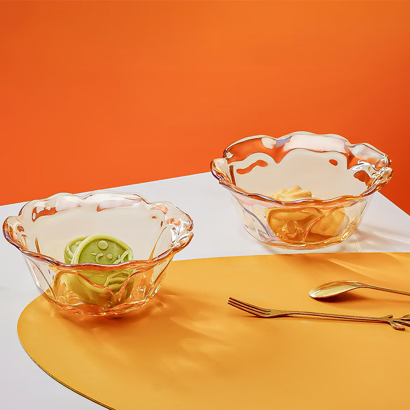 企业定制度佰特玻璃餐具沙拉碗米饭碗汤碗家用玻璃餐具绽放2件套