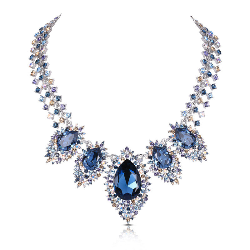 法蔻首饰轻奢品牌海洋之心水晶新娘项链套装晚礼宴会吊坠锁骨女女士自