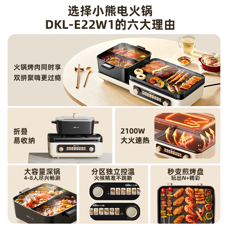 小熊(Bear)多功能料理锅DKL-E22W1高清大图
