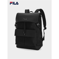 FILA 斐乐背包 时尚休闲翻盖双肩包多口袋书包 正黑色-BK XS