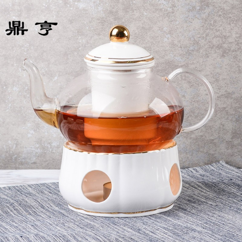 鼎亨陶瓷欧式下午茶花茶壶陶瓷加热玻璃单个耐热 红茶壶茶具套装