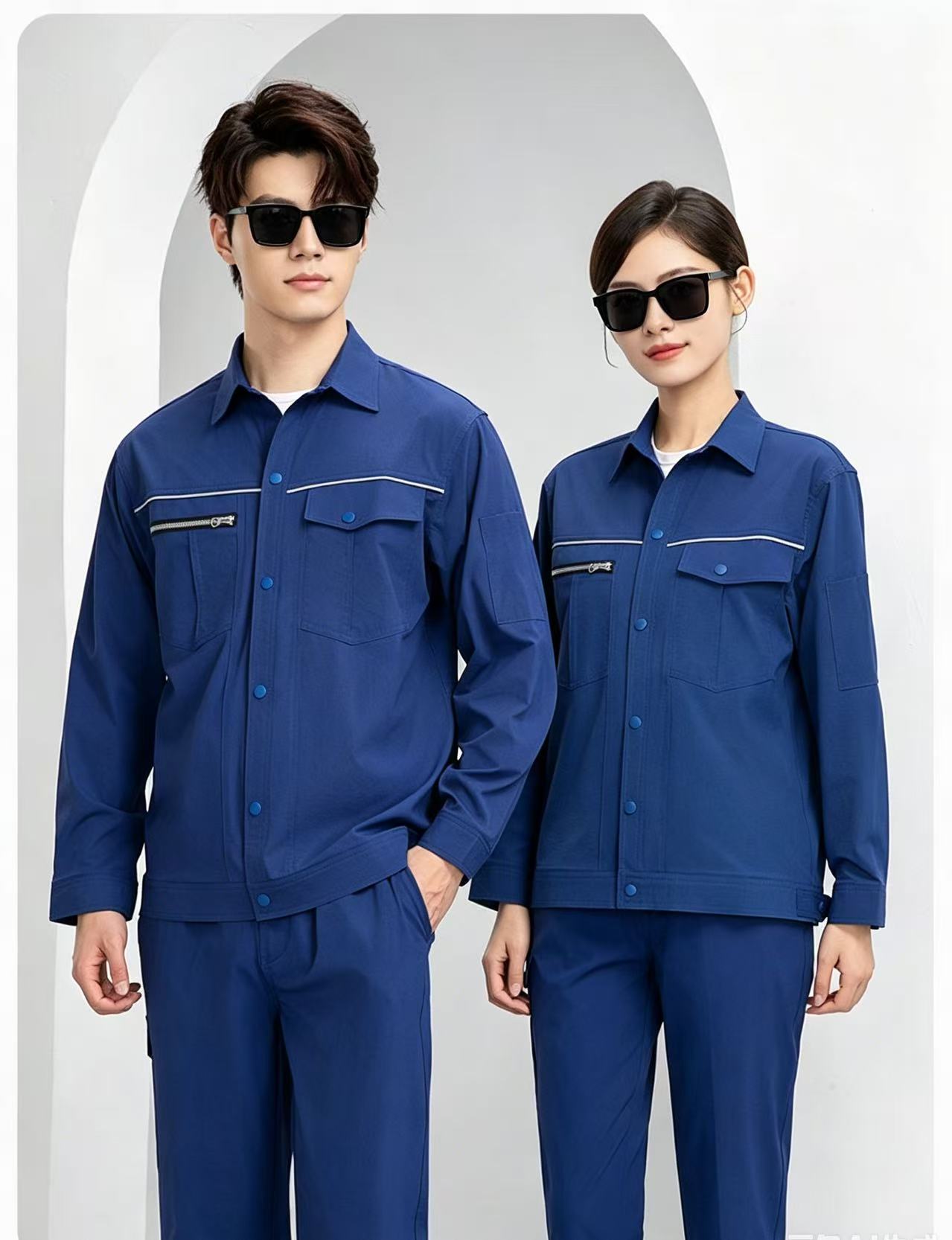 路安保夏季长袖工作服XH-S801套装耐磨速干套高清大图