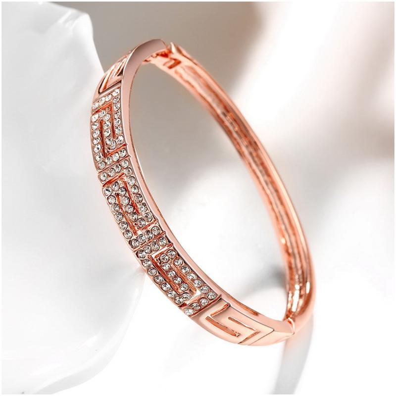 Z004 Women Gold Bracelet 女士水晶手镯镀18K玫瑰金日韩首饰配饰送女朋友七夕情人节礼物