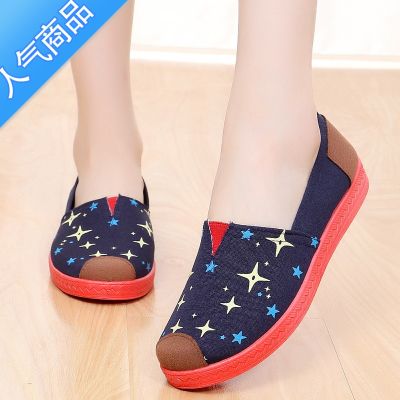 SUNTEK老北京布鞋女软底透气春夏新款一脚蹬懒人鞋平底女士小帆布鞋防滑 浅蓝色单鞋17-65蓝 39偏小一码