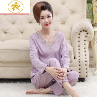 Ideamini春秋季中年妈妈睡衣女秋棉长袖中老年人妇女棉老人家居服套装睡衣