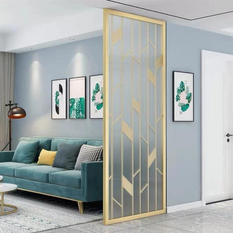 北欧轻奢遮挡铁艺装饰现代简约玻璃屏风隔断客厅进门入户玄关家用