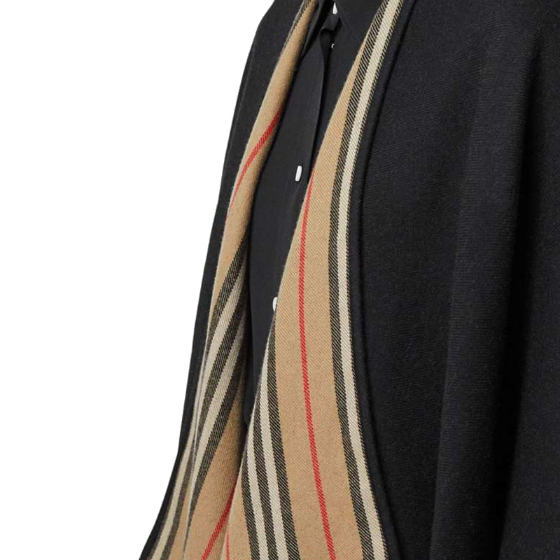 burberry巴宝莉博柏利女士标志性条纹装饰羊毛披肩80184961