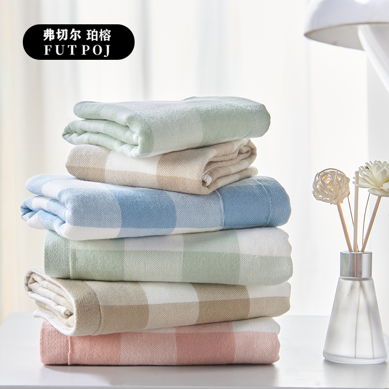 弗切尔珀榕 FBH0251483 无印方格浴巾 咖色高清大图