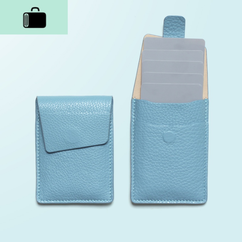 naidea皮卡包男女款超薄简约层叠抽拉创意卡片包零钱包时尚NEW LAKE 湖蓝色