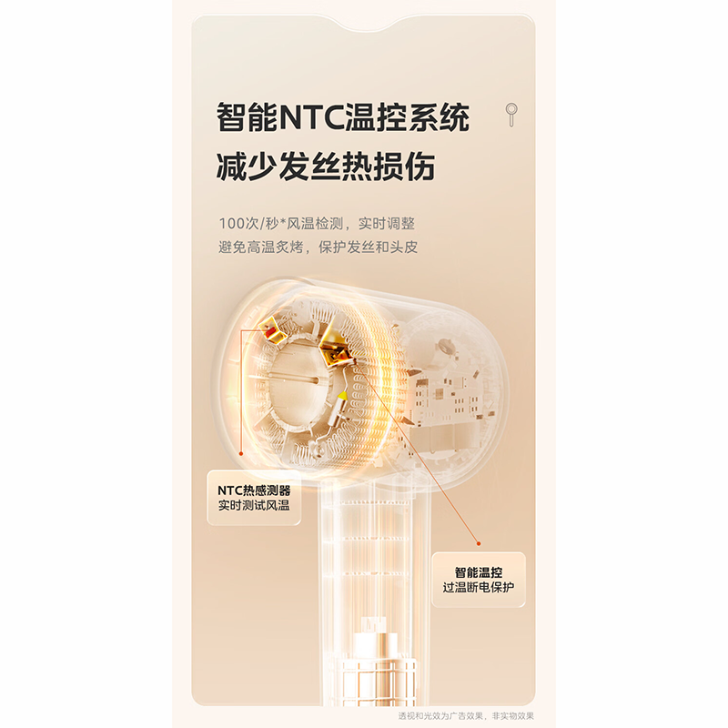 (顺丰发货)美的(Midea)家用高速恒温电吹风FG201暖阳白高清大图