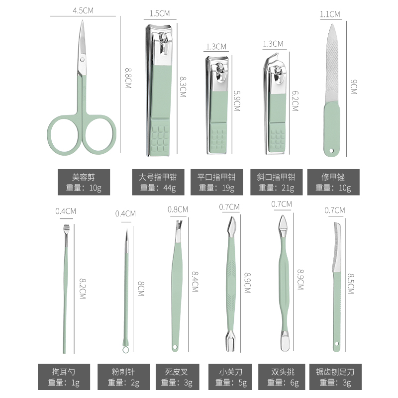 艾逸瑶选 娜塔莎PLUS马卡龙修容修甲工具13件套 GJ-8014高清大图
