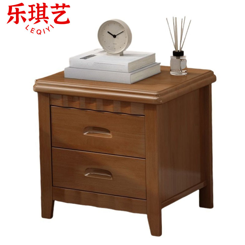 乐琪艺 实木床头柜 胡桃色 500*410*500mm 个高清大图