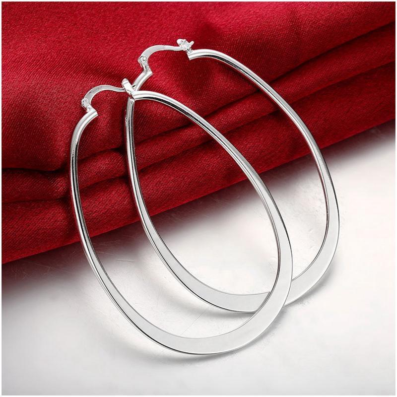E044Women silver plated earring镀925纯银耳圈时尚创意耳环饰品