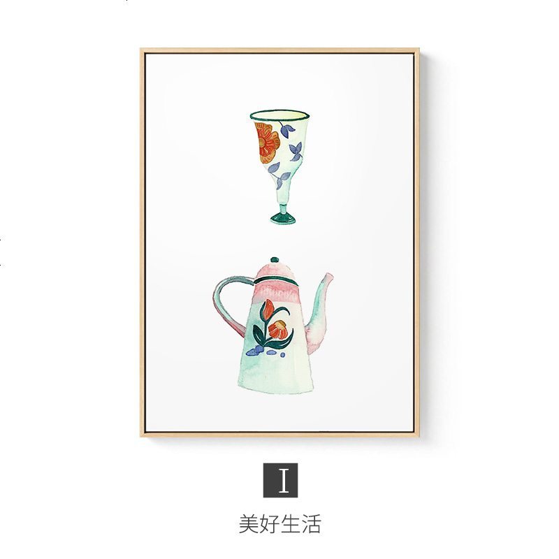 蘑菇说 好好吃饭创意餐厅装饰画风饭厅墙上墙画温馨两联约挂画