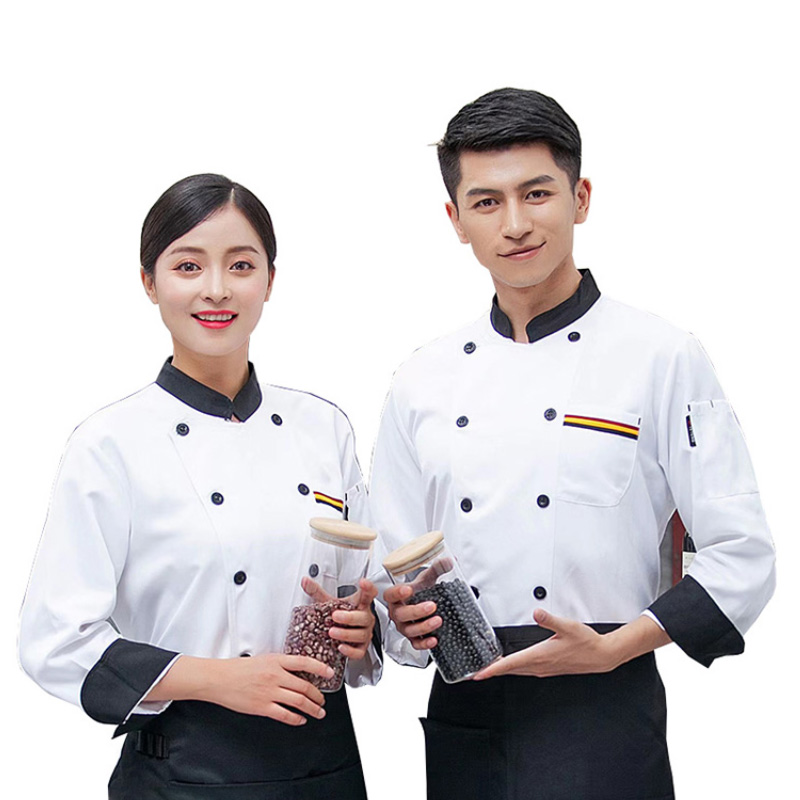 邦能之星长袖厨师服白色工作服透气餐饮餐厅饭店后厨N312148高清大图