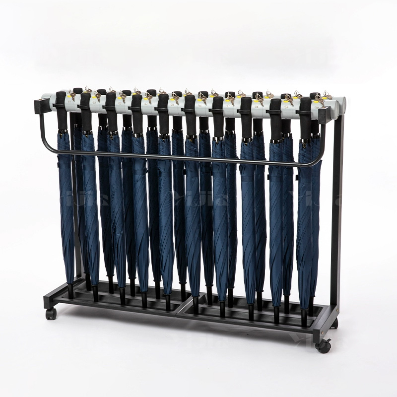 翌嘉YJ4122867 雨伞架大容量伞架商用酒店铁艺含锁雨伞收纳架 20头含20把伞高清大图