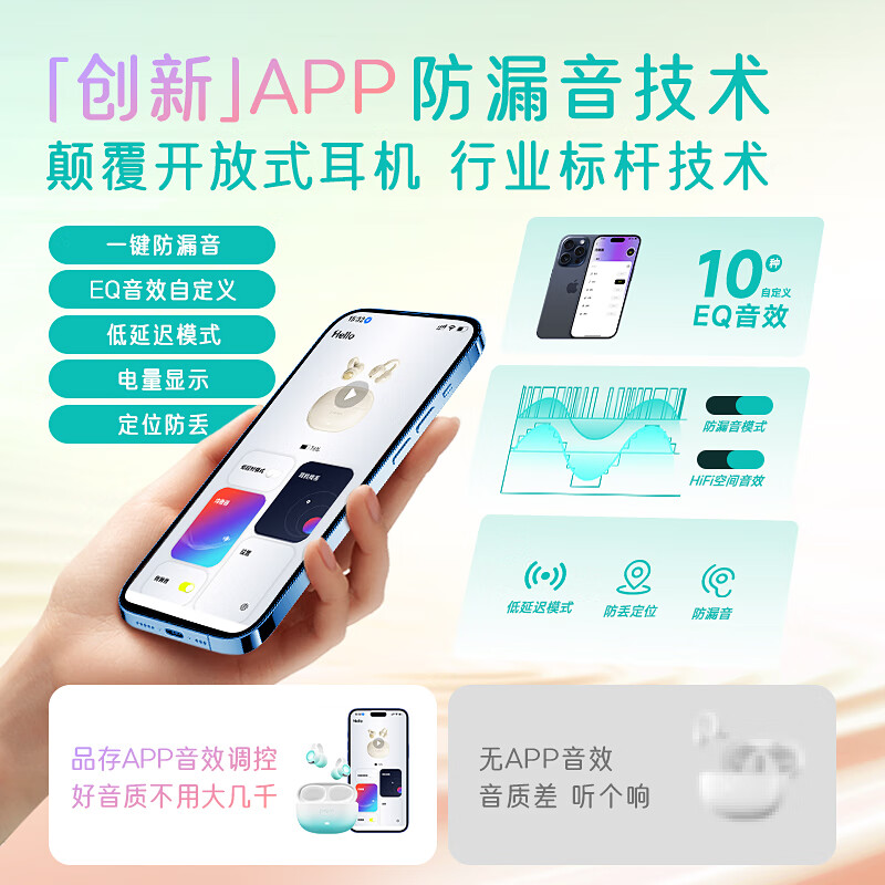 品存(picun)防漏音个性化音效耳夹式降噪防丢耳机W5高清大图