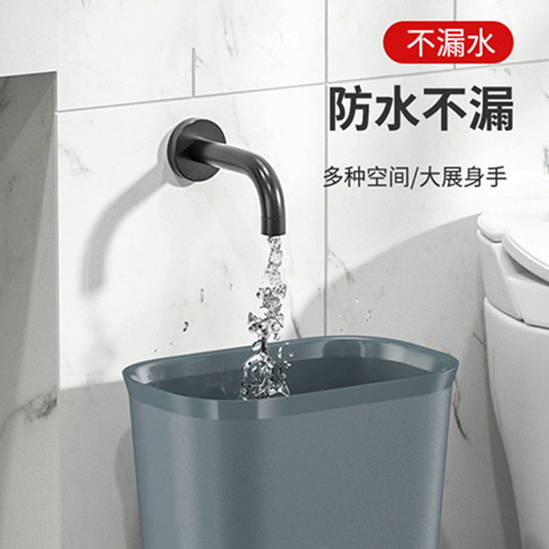 家用酒店加厚垃圾桶带压圈宾馆厕所塑料窄阻燃方形客房卫生间无盖 小黑方(加厚款)高清大图