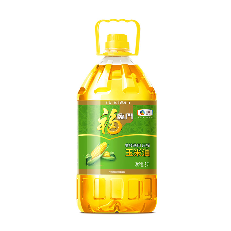 中粮福临门非转基因压榨玉米油5L/桶物理压榨一级清淡家用食用油