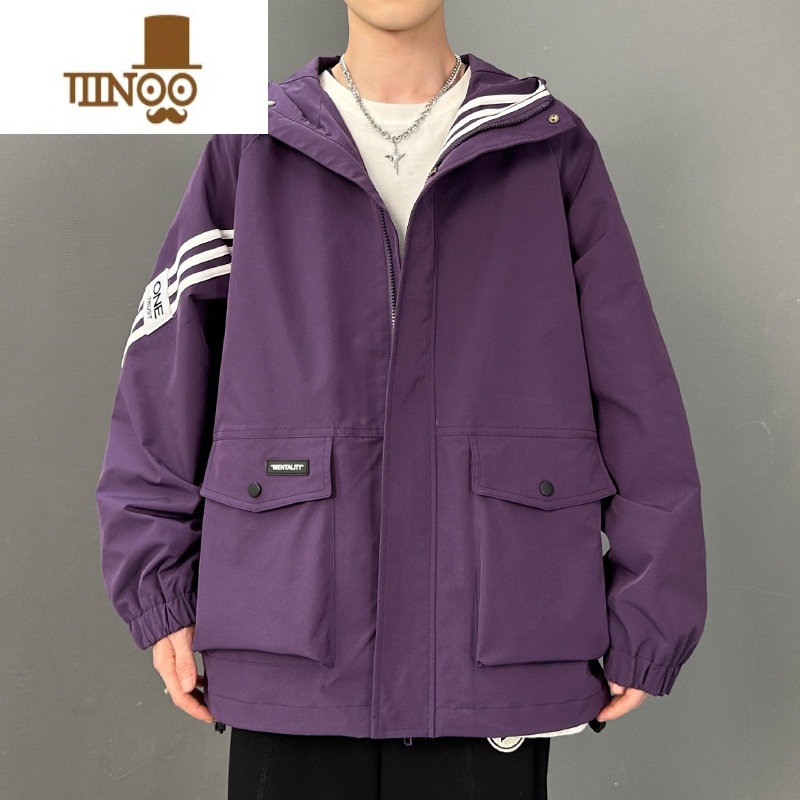 YANXU工装外套男秋季新款大口袋机能风衣服美式夹克情侣装冲锋衣高清大图