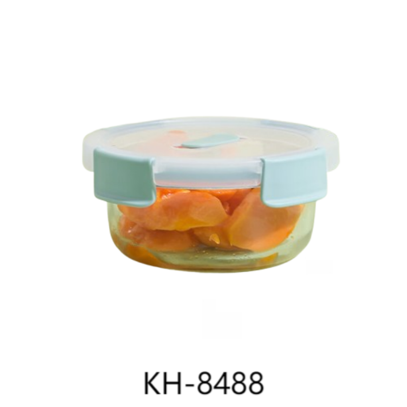 禧天龙(Citylong) KH-8488玻璃保鲜盒厨房食物冷冻冷藏水果鸡蛋储物盒中圆款620ml