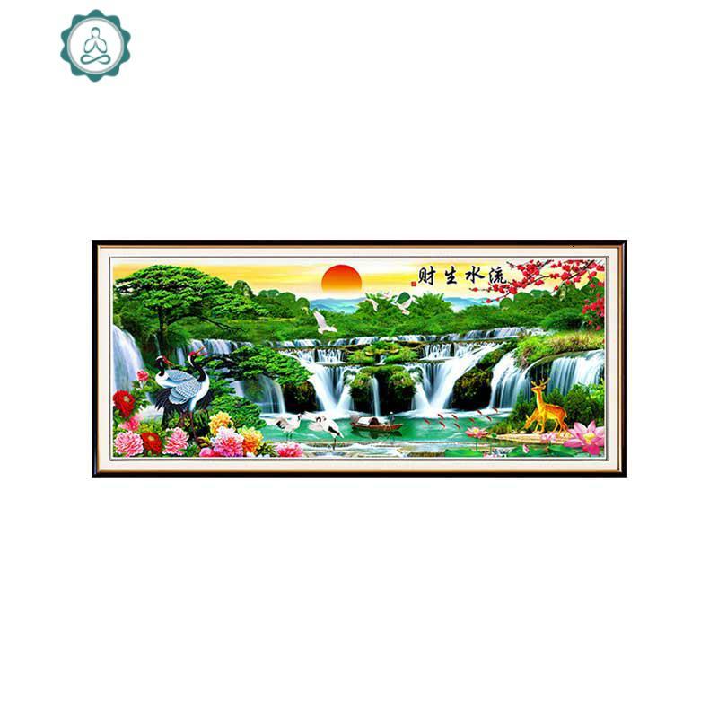 满钻粘点砖贴贴十字绣迎客松2020年新款客厅山水秀 封后 [5d钻石画满