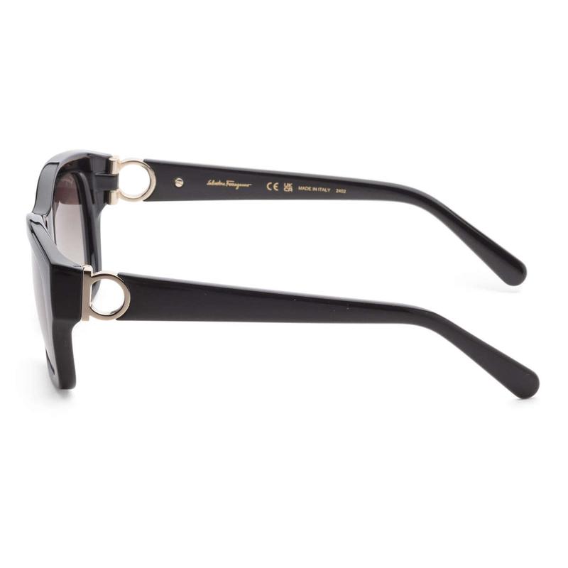 Ferragamo菲拉格慕女士矩形黑框灰镜UV防护简约时尚太阳镜墨镜高清大图