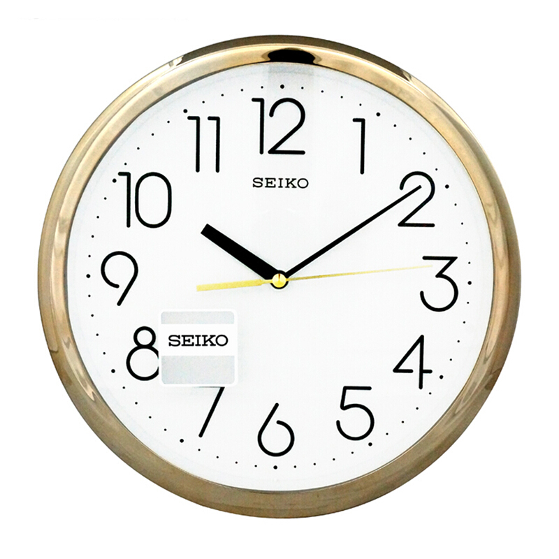 精工(SEIKO)挂钟 静音简洁挂钟时尚经典挂钟居家办公石英钟QXA417S银色