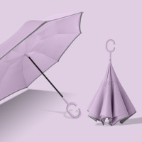 旭晴双层反向8骨直杆双层带反光条超大晴雨两用伞 香芋紫（手开伞）