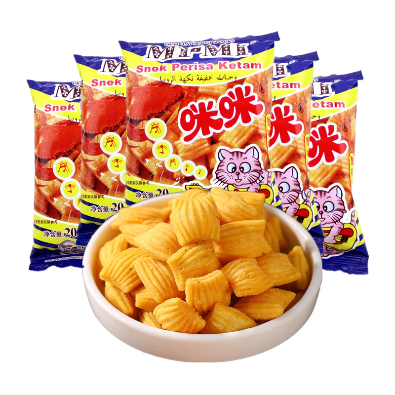 马来西亚正宗咪咪虾条(MI-MI)蟹味粒20g*5包 苏宁自营零食膨化休闲食品包网红怀旧8090儿时怀旧零食小吃高清大图