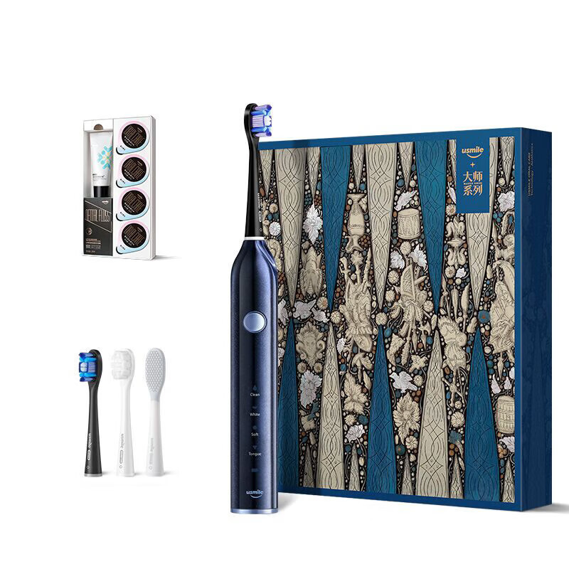usmile电动牙刷男女通用巴氏刷牙法45°声波充电式专业牙刷Y4S(Y4升级款) 大师系列 蓝魅星云高清大图