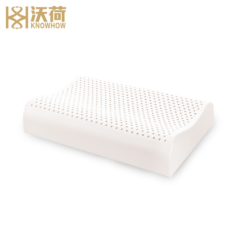 沃荷(KnowHow)泰国进口天然乳胶成人防螨波浪曲线橡胶枕头成人枕芯乳胶枕(一对)