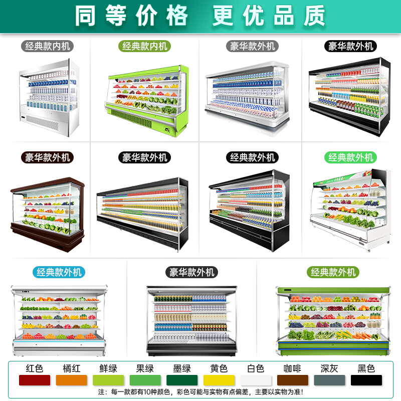 希冷(XILEN)风幕柜水果保鲜柜商用展示柜冷藏饮料柜超市酸奶柜蔬菜点菜柜 经典款1.8米风冷(内机/外机)