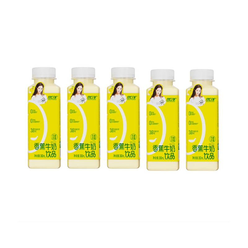 优洋无菌冷罐香蕉牛奶360ml/瓶*6高清大图