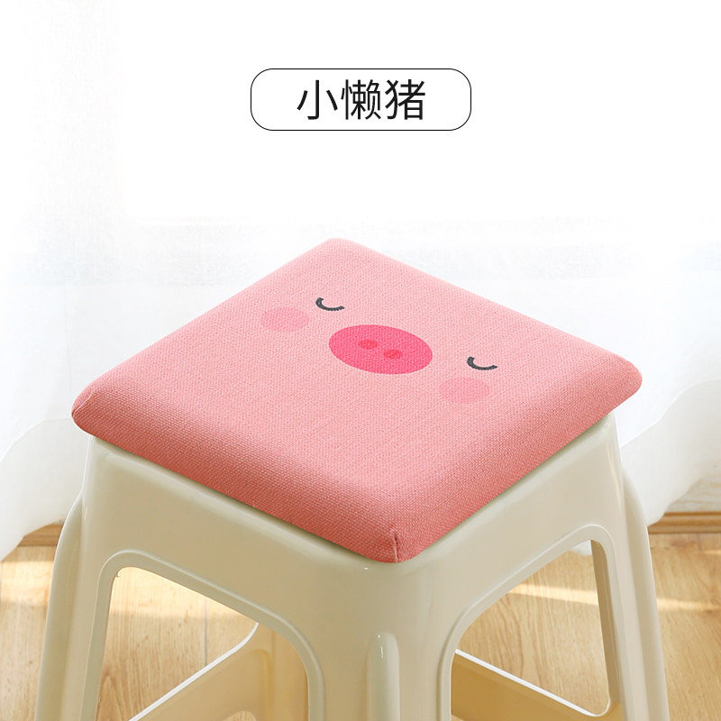 森美人幼儿园儿童椅垫地上方形宝宝小坐垫记忆棉学生凳子软垫子 小懒猪28*28*3.5cm(搭扣带)