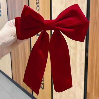 红色大蝴蝶结发夹后脑勺气质发饰飘带网红2020年新款发卡头饰女夏1
