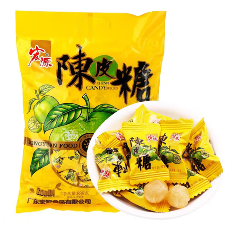 宏源 糖果 陈皮水果硬糖 招待糖 原味 888g/袋(新老包装随机)